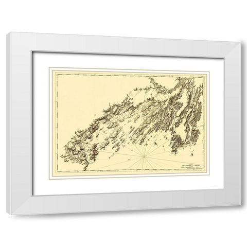 Salter Island to Portland Head - Des Barres 1770 White Modern Wood Framed Art Print with Double Matting by Des Barres