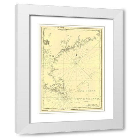 Coast of New England - Des Barres 1776 White Modern Wood Framed Art Print with Double Matting by Des Barres