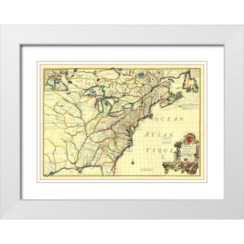 America Septentrionale - Le Rouge 1777 White Modern Wood Framed Art Print with Double Matting by Le Rouge