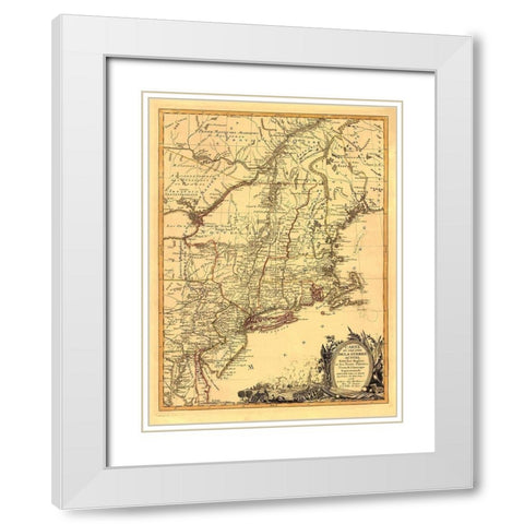 Theatre War English with Thirteen Colonies White Modern Wood Framed Art Print with Double Matting by Eliot
