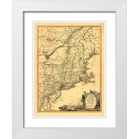 Theatre War English with Thirteen Colonies White Modern Wood Framed Art Print with Double Matting by Eliot
