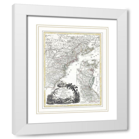 Seat of War in America - 1779 White Modern Wood Framed Art Print with Double Matting by Basset