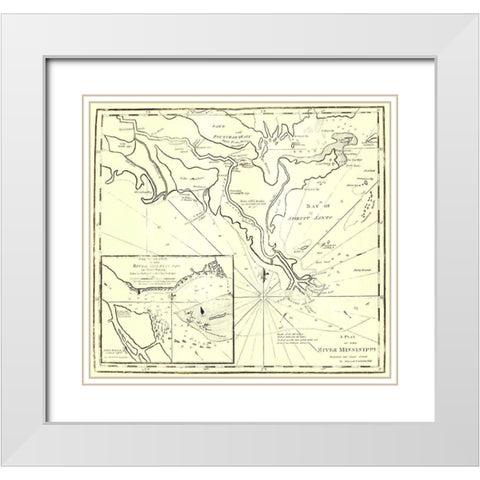 River Mississippi - Carleton 1770 White Modern Wood Framed Art Print with Double Matting by Carleton