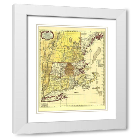 Inhabited Part of New England - Bowles 1771 White Modern Wood Framed Art Print with Double Matting by Bowles