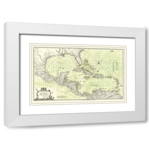 Chart of West Indies - Speer 1774 White Modern Wood Framed Art Print with Double Matting by Speer