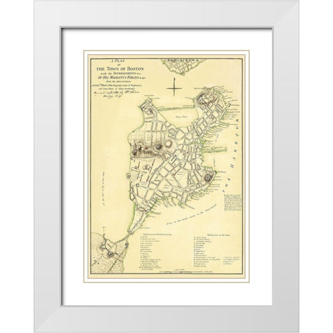 Boston Intrenchments His Majestys Forces White Modern Wood Framed Art Print with Double Matting by Page