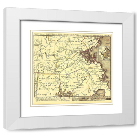 Seat of Civil War in America - Hancock 1775 White Modern Wood Framed Art Print with Double Matting by Hancock