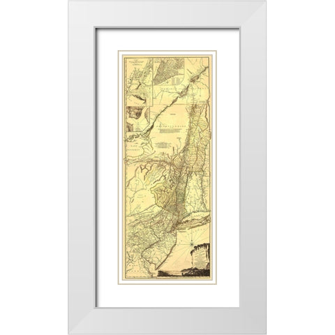 Provinces of New York New Jersey - Pownall 1776 White Modern Wood Framed Art Print with Double Matting by Pownall