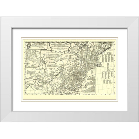 British Colonies in North America - Pownall 1776 White Modern Wood Framed Art Print with Double Matting by Pownall