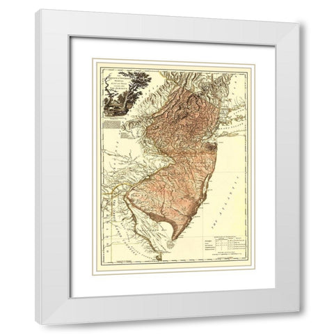 New Jersey Divided East West - Faden 1777 White Modern Wood Framed Art Print with Double Matting by Faden