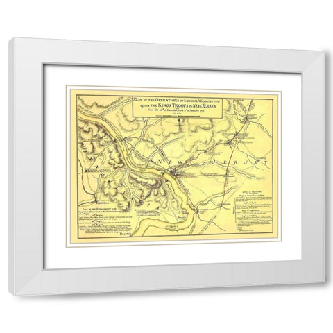 General Washington Operations - Faden 1777 White Modern Wood Framed Art Print with Double Matting by Faden
