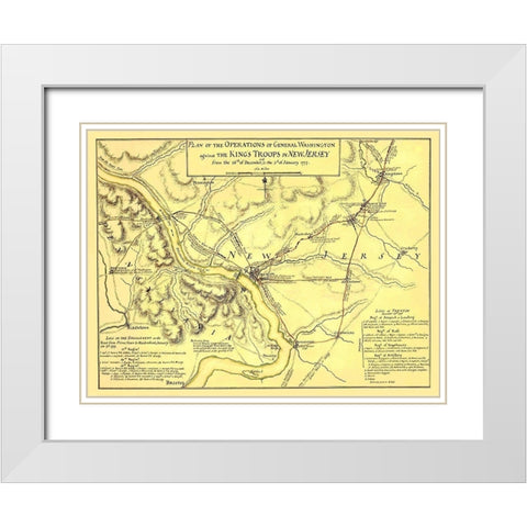 General Washington Operations - Faden 1777 White Modern Wood Framed Art Print with Double Matting by Faden