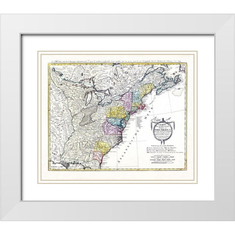 Chart United States North America - Homann 1784 White Modern Wood Framed Art Print with Double Matting by Homann