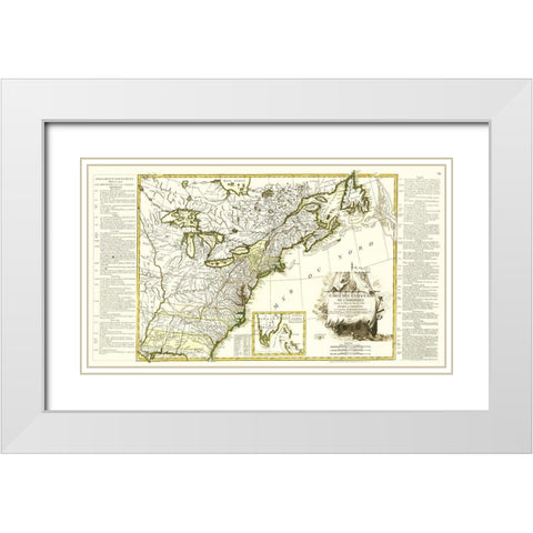 United States of America - Lattre 1784 White Modern Wood Framed Art Print with Double Matting by Lattre