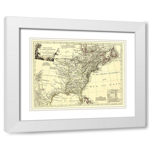 United States with Royal Isles of Newfoundland White Modern Wood Framed Art Print with Double Matting by Unknown