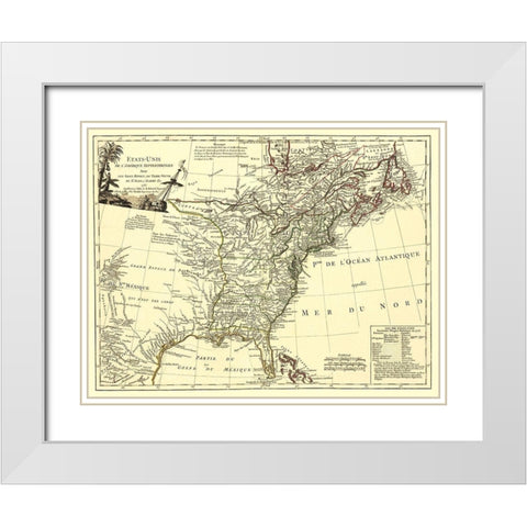 United States with Royal Isles of Newfoundland White Modern Wood Framed Art Print with Double Matting by Unknown