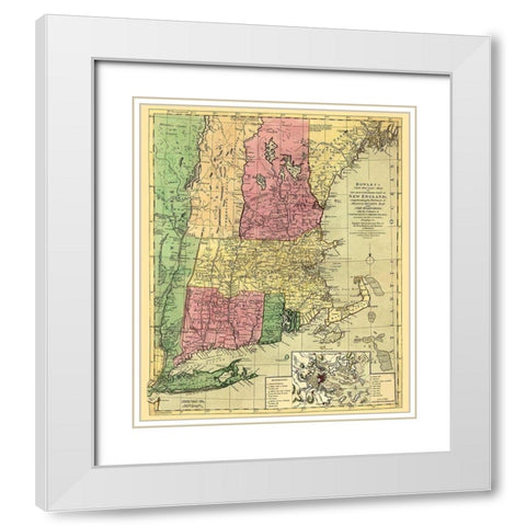 Inhabited Part of New England - Bowles 1780 White Modern Wood Framed Art Print with Double Matting by Bowles