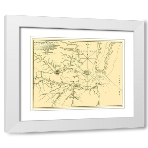 Entrance Chesapeak Bay with James York Rivers White Modern Wood Framed Art Print with Double Matting by Faden