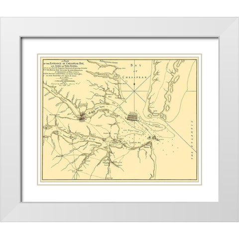 Entrance Chesapeak Bay with James York Rivers White Modern Wood Framed Art Print with Double Matting by Faden
