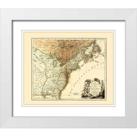 United States of America - Wallis 1783 White Modern Wood Framed Art Print with Double Matting by Wallis