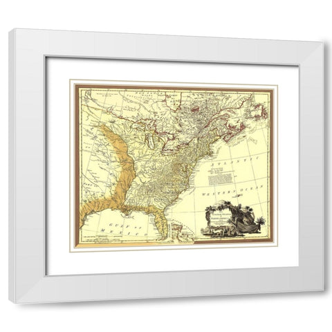 United States British with Spanish Territories White Modern Wood Framed Art Print with Double Matting by Faden