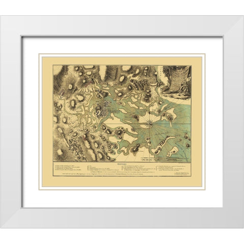 Boston Harbor Massachusetts - Beaurain 1776 White Modern Wood Framed Art Print with Double Matting by Beaurain