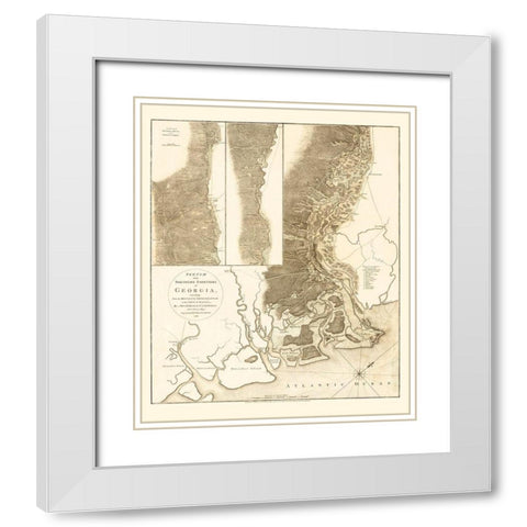 Northern Frontiers of Georgia - Campbell 1780 White Modern Wood Framed Art Print with Double Matting by Campbell