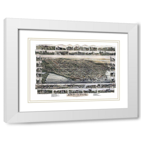 Bristol Rhode Island - Bailey 1891 White Modern Wood Framed Art Print with Double Matting by Bailey