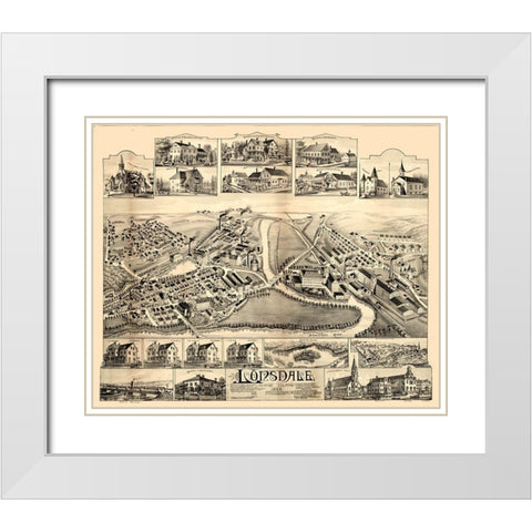 Lonsdale Rhode Island - Bailey 1888  White Modern Wood Framed Art Print with Double Matting by Bailey