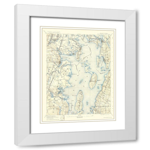 Narragansett Rhode Island Sheet - USGS 1892 White Modern Wood Framed Art Print with Double Matting by USGS