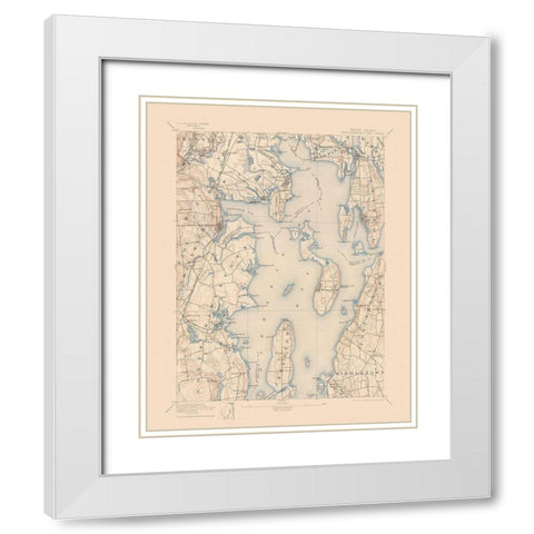 Narragansett Rhode Island Quad - USGS 1992 White Modern Wood Framed Art Print with Double Matting by USGS