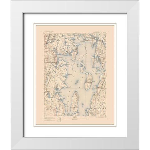 Narragansett Rhode Island Quad - USGS 1992 White Modern Wood Framed Art Print with Double Matting by USGS