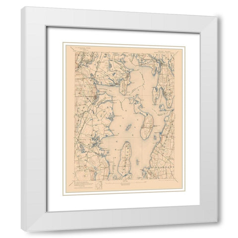 Narragansett Bay Rhode Island Sheet - USGS 1892 White Modern Wood Framed Art Print with Double Matting by USGS