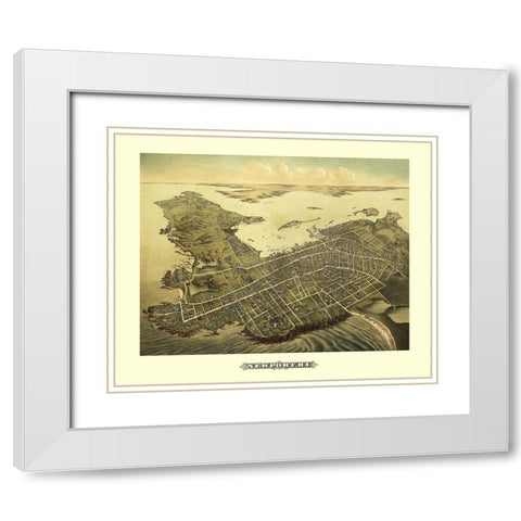 Newport Rhode Island - Galt 1878 White Modern Wood Framed Art Print with Double Matting by Galt