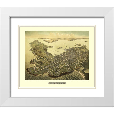 Newport Rhode Island - Galt 1878 White Modern Wood Framed Art Print with Double Matting by Galt