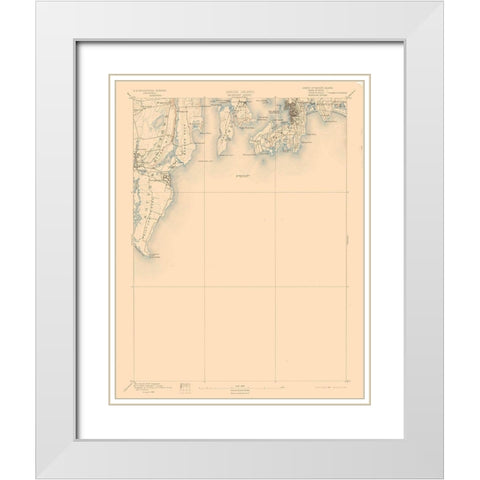 Newport Rhode Island Sheet - USGS 1894 White Modern Wood Framed Art Print with Double Matting by USGS