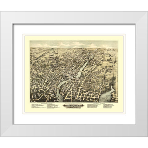 Pawtucket Central Falls Rhode Island - Vogt 1877 White Modern Wood Framed Art Print with Double Matting by Vogt