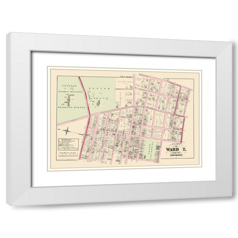 Providence, Ward 2 Rhode Island Landowner White Modern Wood Framed Art Print with Double Matting by Hopkins