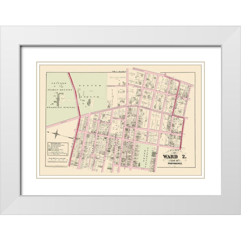 Providence, Ward 2 Rhode Island Landowner White Modern Wood Framed Art Print with Double Matting by Hopkins
