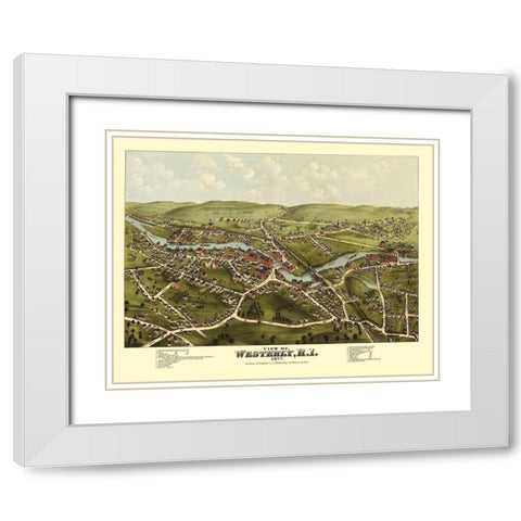 Westerly Rhode Island - Bailey 1877 White Modern Wood Framed Art Print with Double Matting by Bailey