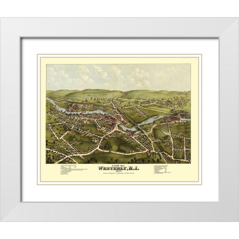 Westerly Rhode Island - Bailey 1877 White Modern Wood Framed Art Print with Double Matting by Bailey