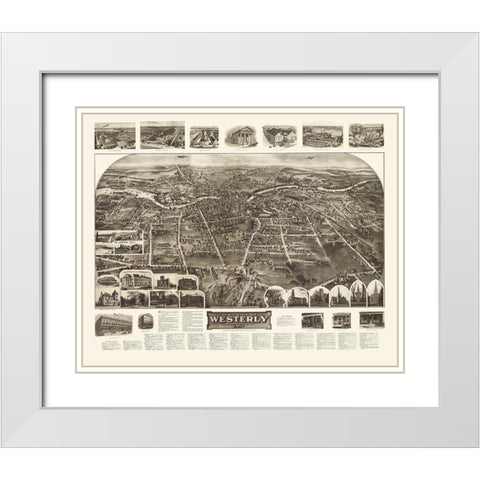 Westerly Rhode Island - Hughes 1911 White Modern Wood Framed Art Print with Double Matting by Hughes