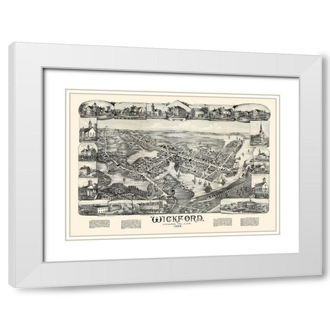 Wickford Rhode Island - Bailey 1888  White Modern Wood Framed Art Print with Double Matting by Bailey