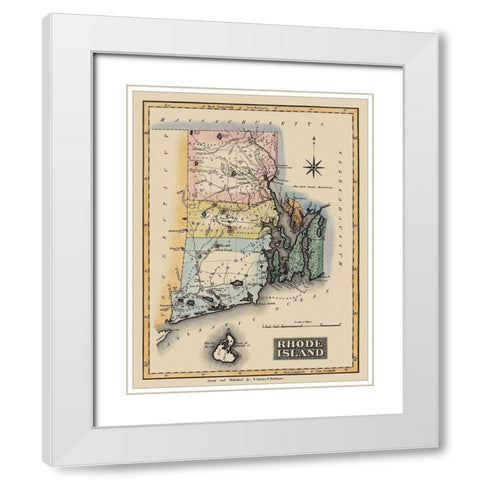 Rhode Island - Lucas 1823 White Modern Wood Framed Art Print with Double Matting by Lucas