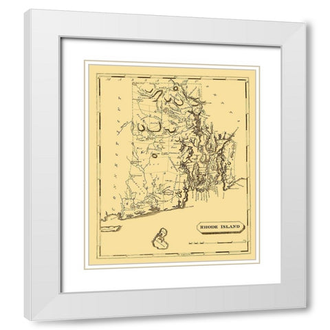 Rhode Island - Arrowsmith 1808 White Modern Wood Framed Art Print with Double Matting by Arrowsmith