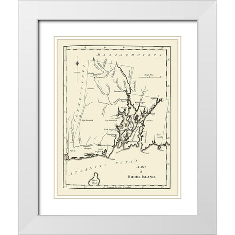 Rhode Island - Stockdale 1794 White Modern Wood Framed Art Print with Double Matting by Stockdale