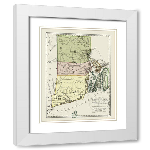 Rhode Island - Bohn 1797 White Modern Wood Framed Art Print with Double Matting by Bohn