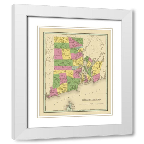 Rhode Island - Strong 1841 White Modern Wood Framed Art Print with Double Matting by Strong