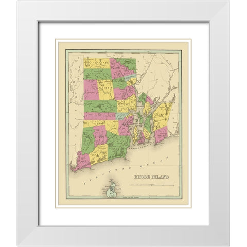 Rhode Island - Strong 1841 White Modern Wood Framed Art Print with Double Matting by Strong