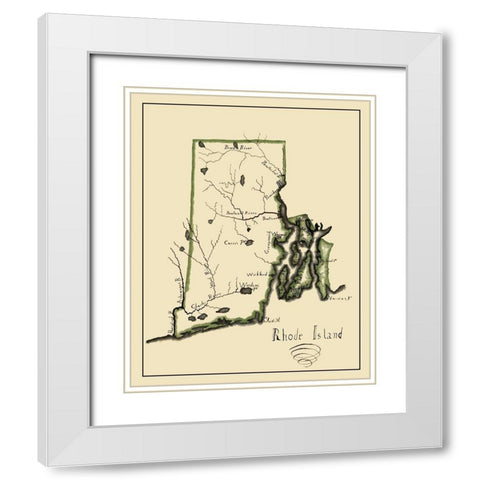 Rhode Island - Henshaw 1828 White Modern Wood Framed Art Print with Double Matting by Henshaw